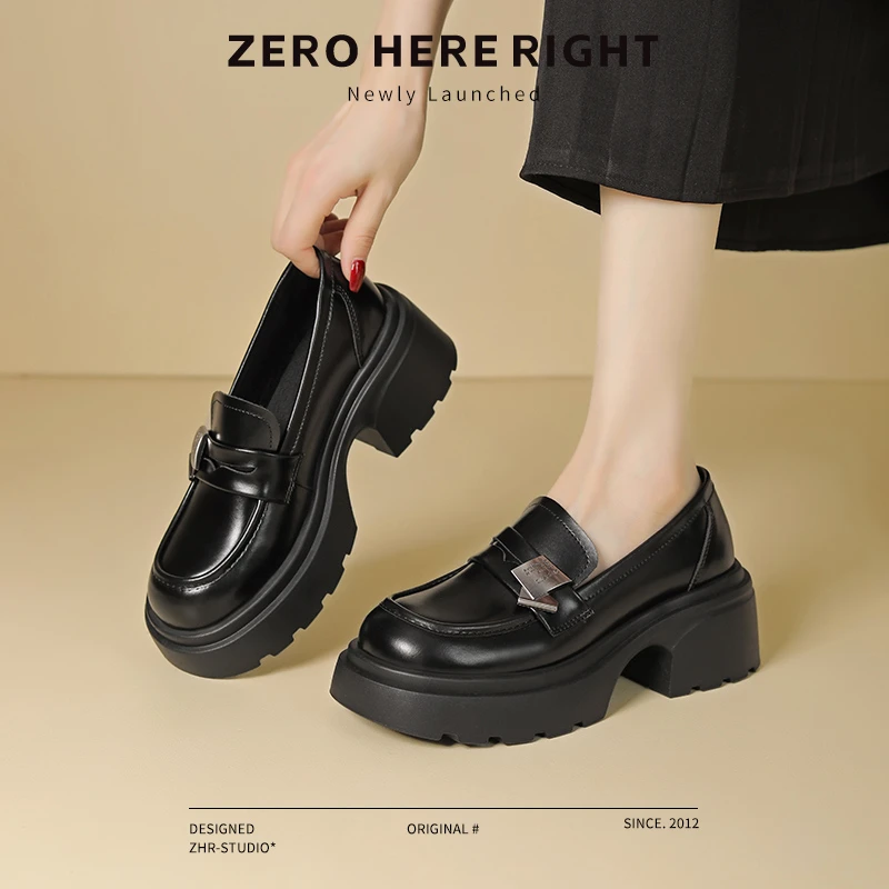 复古乐福鞋女2025秋季新款百搭粗跟女鞋时尚通勤单鞋女