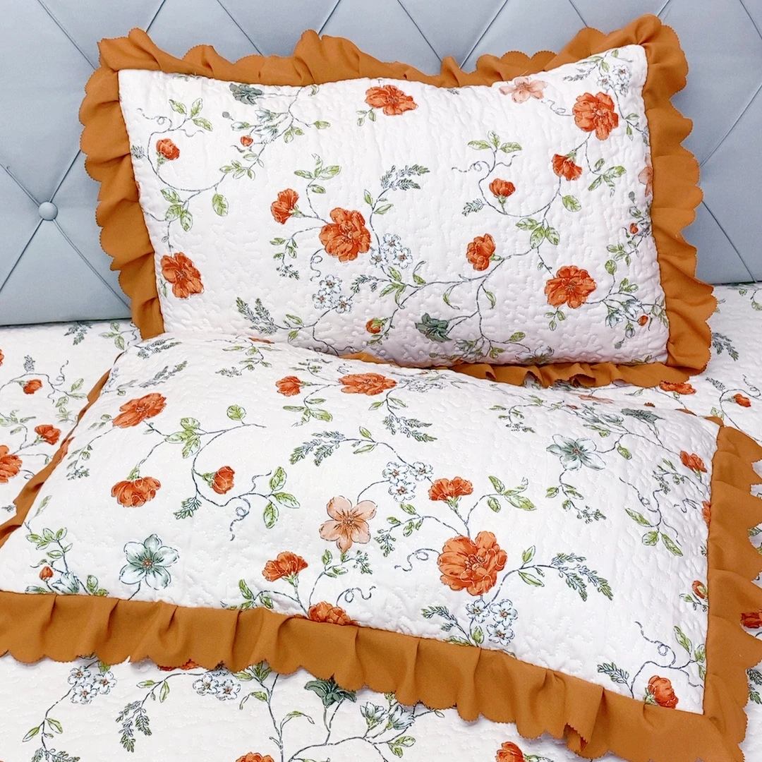 《花边枕套》水洗 棉 新款绗缝四季花边枕套48*74cm（一对装）