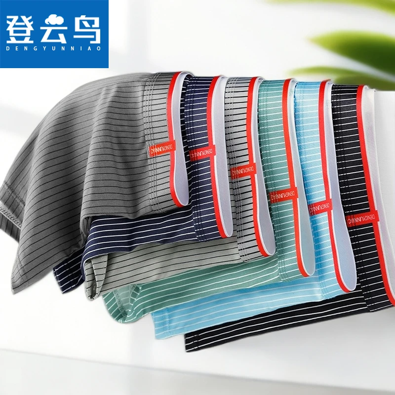 登云鸟6条装男士内裤纯棉内裆平角裤男生四角短裤头运动透气裤衩