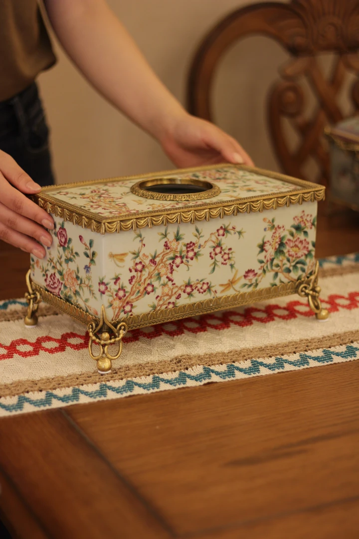 墨菲知美饰/鸟语花香铜配瓷套系/复古英式桌面摆件美式陶瓷高档