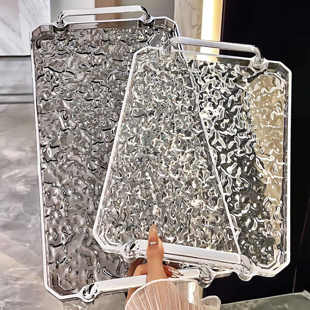 茶盘轻奢高档2024新款杯子水杯长方形托盘家用透明美容院客厅茶几