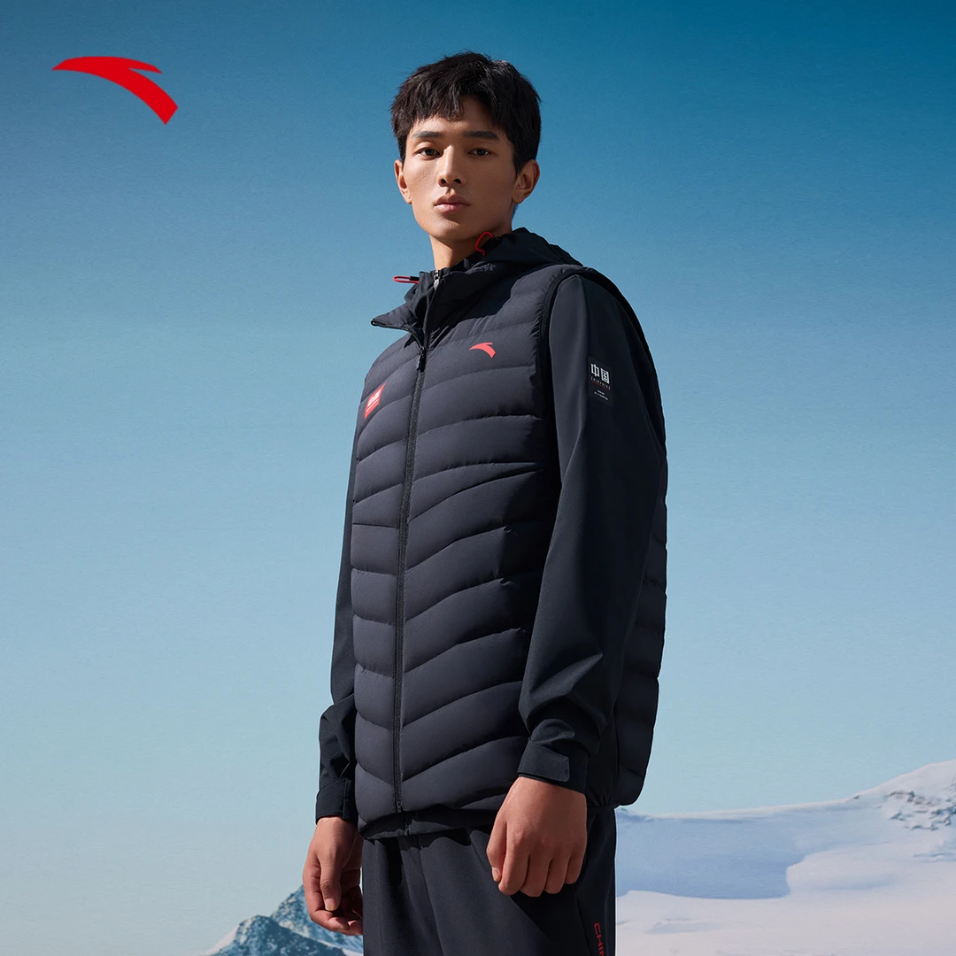 安踏速暖羽绒丨立领羽绒马甲男士冬季新款修身保暖外套152447925