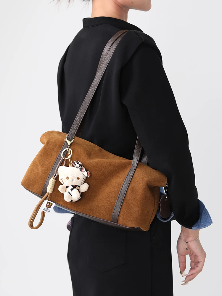 2024秋冬新款磨砂皮包包时尚单肩包真皮休闲百搭女士潮流轻奢女包