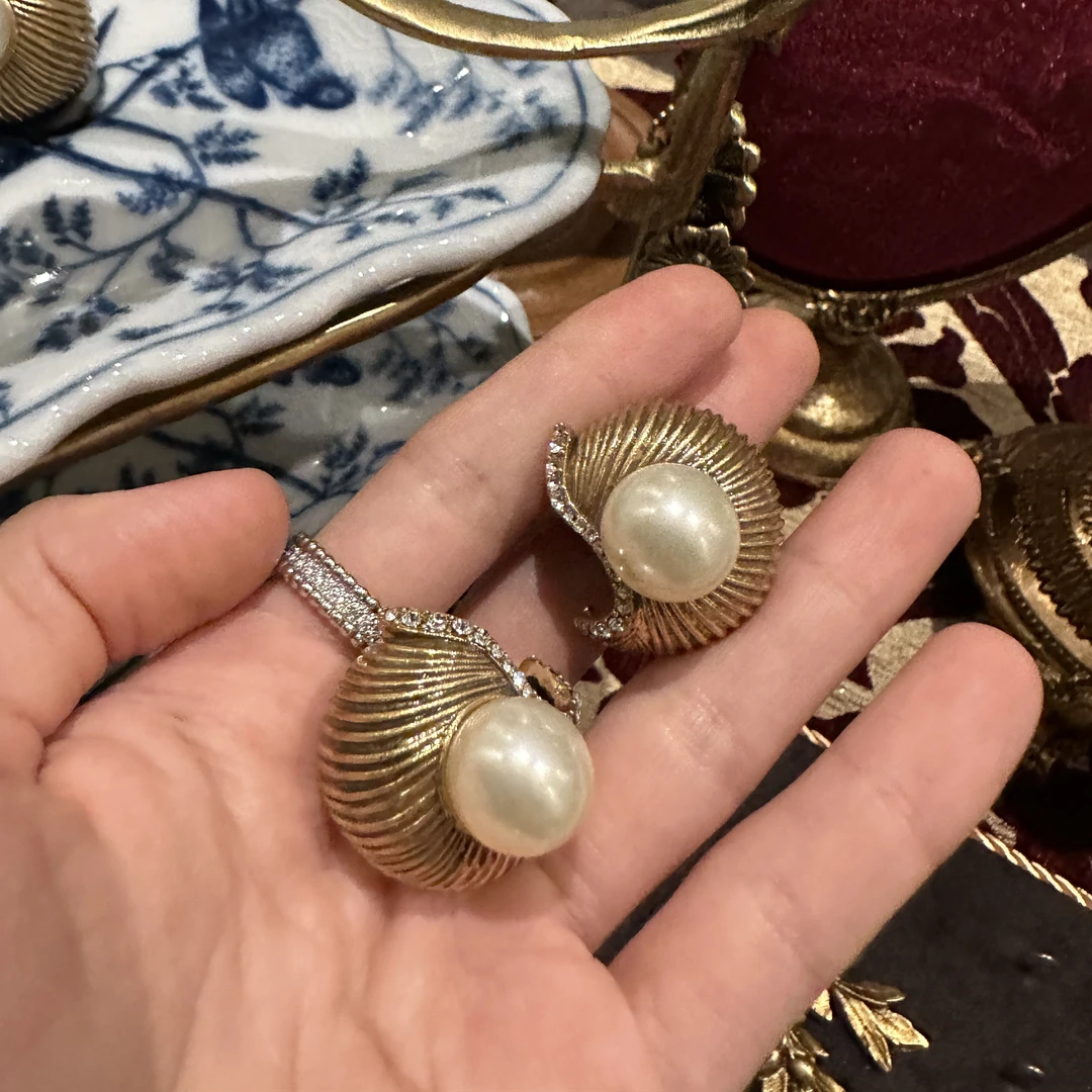 铜合金仿珍珠耳饰 【7296】意｜Nreo波兰登堡 太美了小奶油