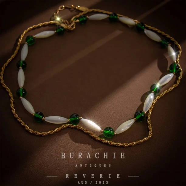 铜合金仿水晶项链 【7415】1960意苏金绿云展会同款项 链项链