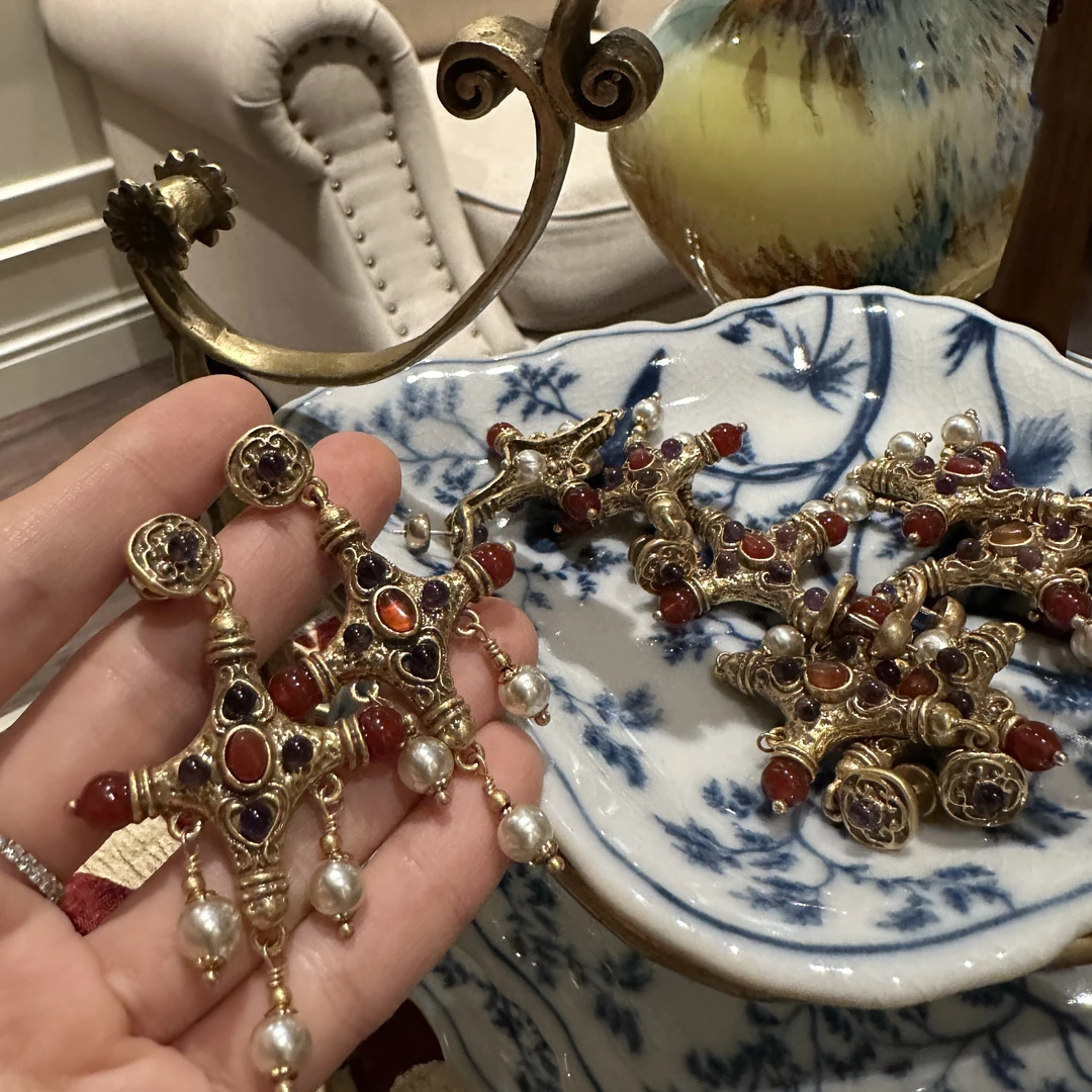 铜合金仿水晶耳饰 【7596】意｜精品店 Gianmeuaa大马耳塔 很精致