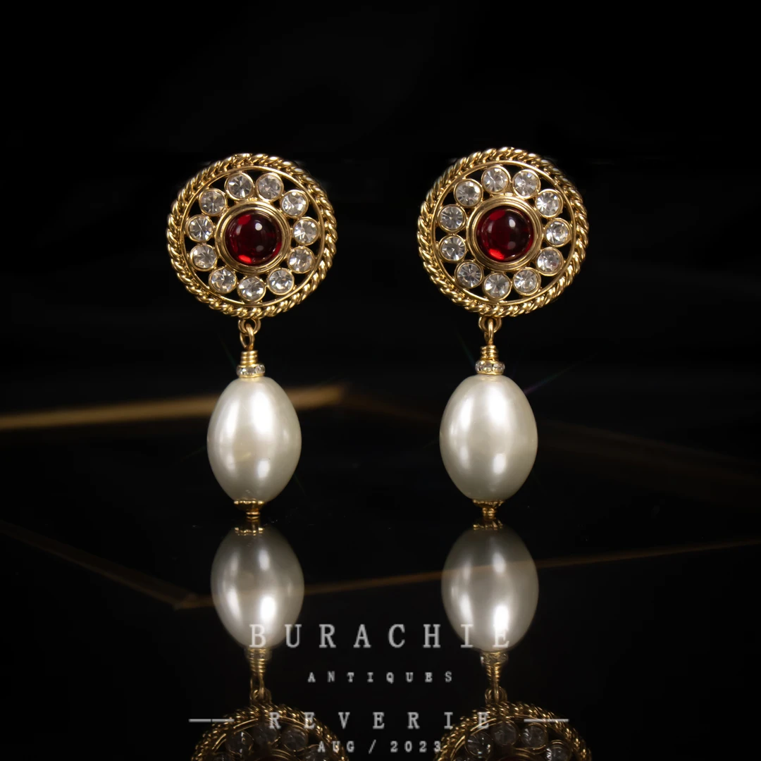 铜合金仿水晶耳饰 【7174】 店主珍藏1950s 巴黎风格致敬香奶奶