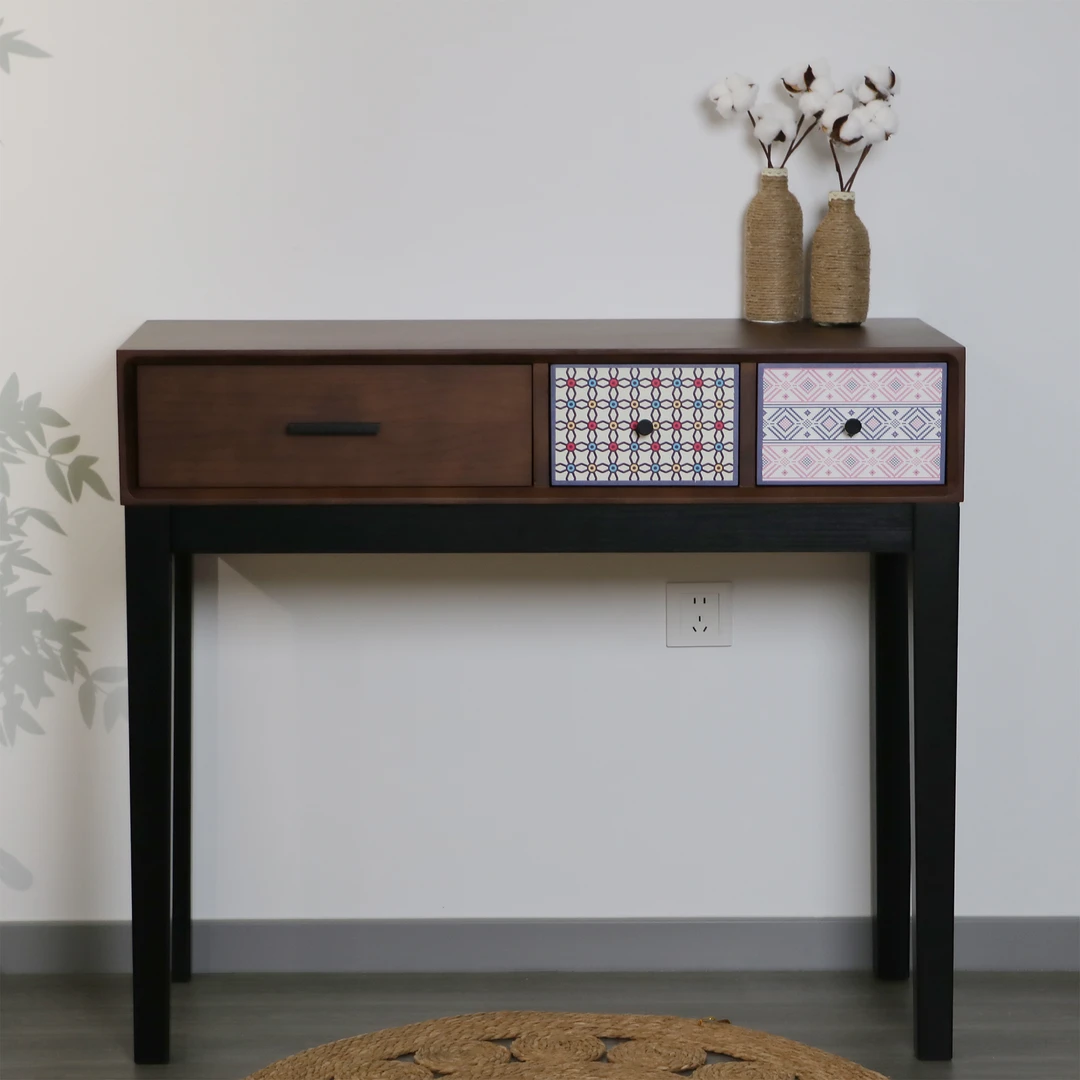 实木梳妆台斗柜梳妆台美式客厅书桌简约电脑桌北欧复古写字台轻奢