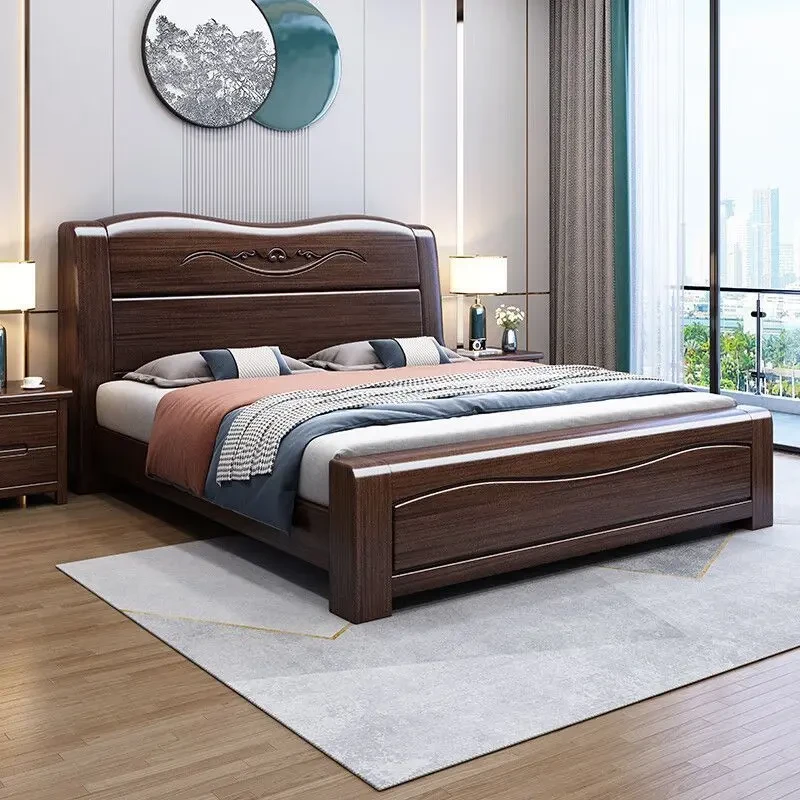 家用实木床新中式古典紫金檀木实木床主卧室双人气压高箱婚床大床