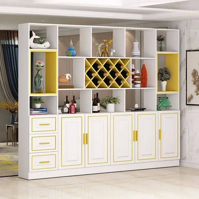 欧式家用客厅餐厅落地屏风柜玄关酒柜简约轻奢隔断门厅鞋柜一体柜