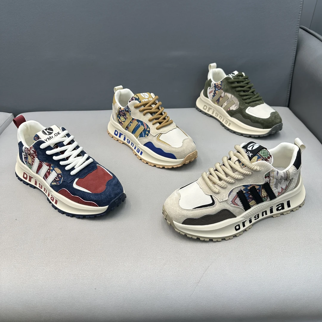 广州OK男鞋时尚休闲百搭潮流舒适厚底拼色男士潮鞋运动鞋