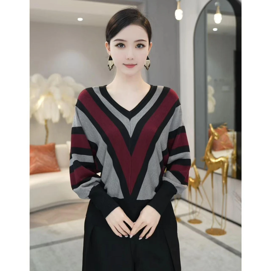 2025秋冬新款女装针织衫洋气百搭宽松妈妈装气质长袖女打底衫毛衣