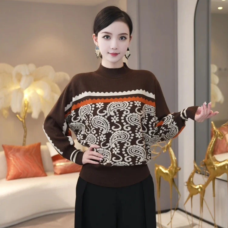 秋冬新款高端母亲服装上档次加肥大码女装内搭毛衣上档次针织打底