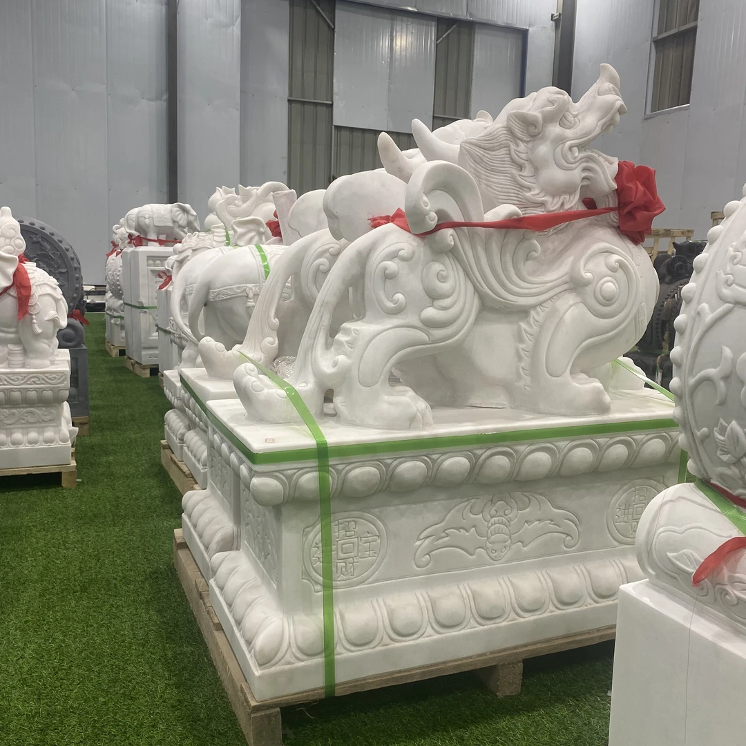 石雕貔貅一对汉白玉旺财貔貅神兽家用大型公司门口摆件