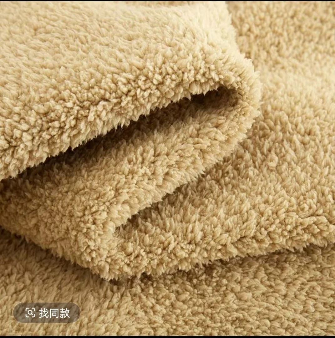 180cm*200cmGG家驼色羔羔绒毛毯加绒加厚家用纯色