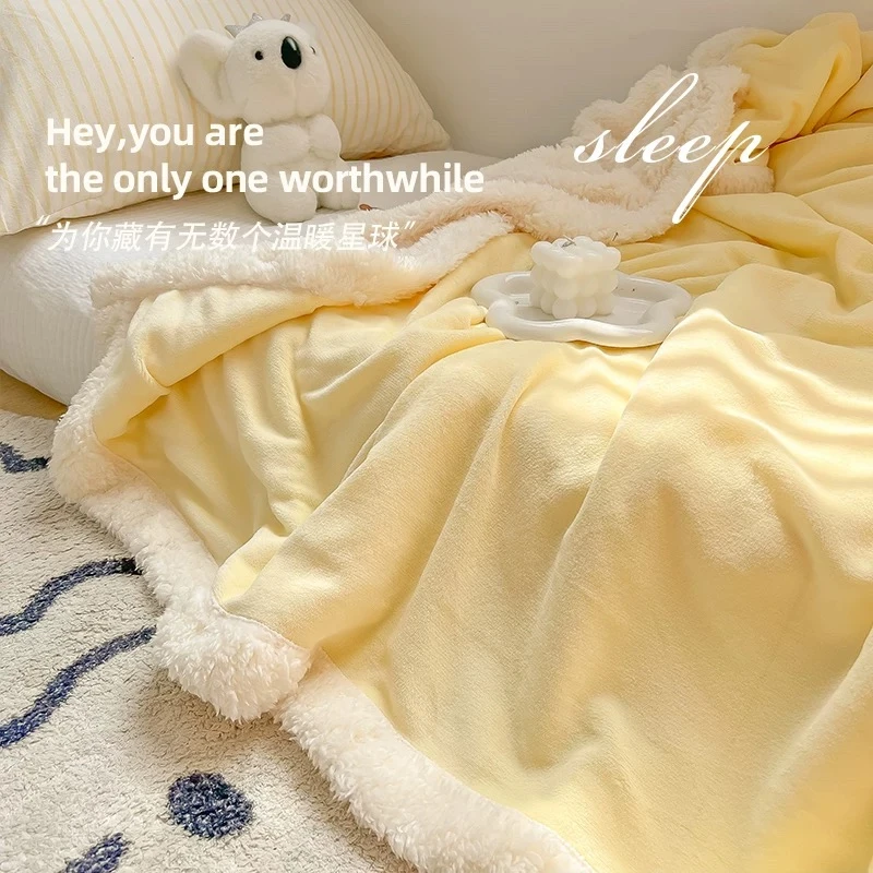 冬款神器GG家鹅黄色牛奶绒被套加绒加厚家用纯色简约轻奢