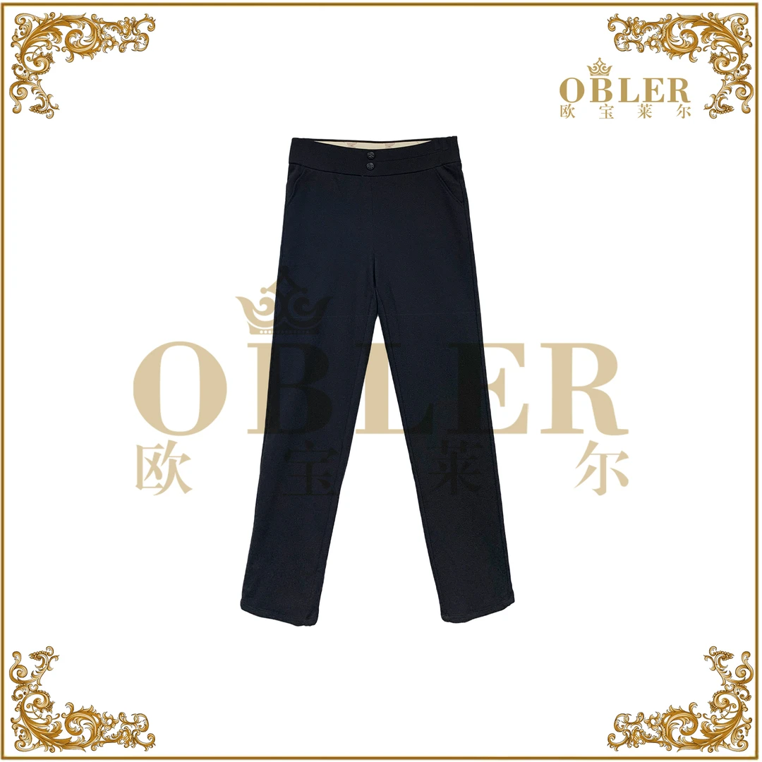 【欧宝莱尔】OBLE时尚轻奢黑色修身保暖舒适鹅绒打底裤OJ-1142