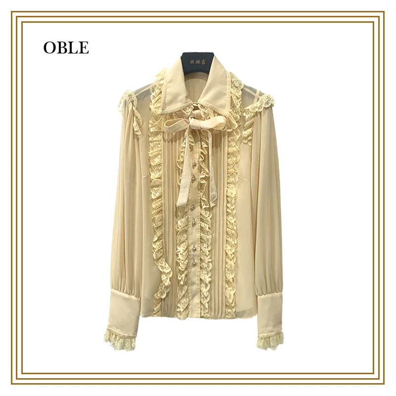 OBLE 蕾丝拼接衬衫女早新款413-11012