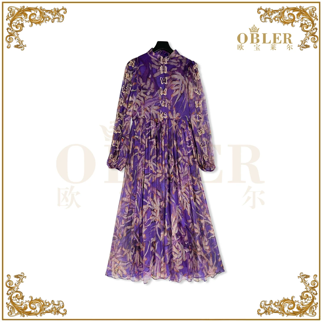 欧宝莱尔欧宝莱尔时尚气质真丝连衣裙305-24413