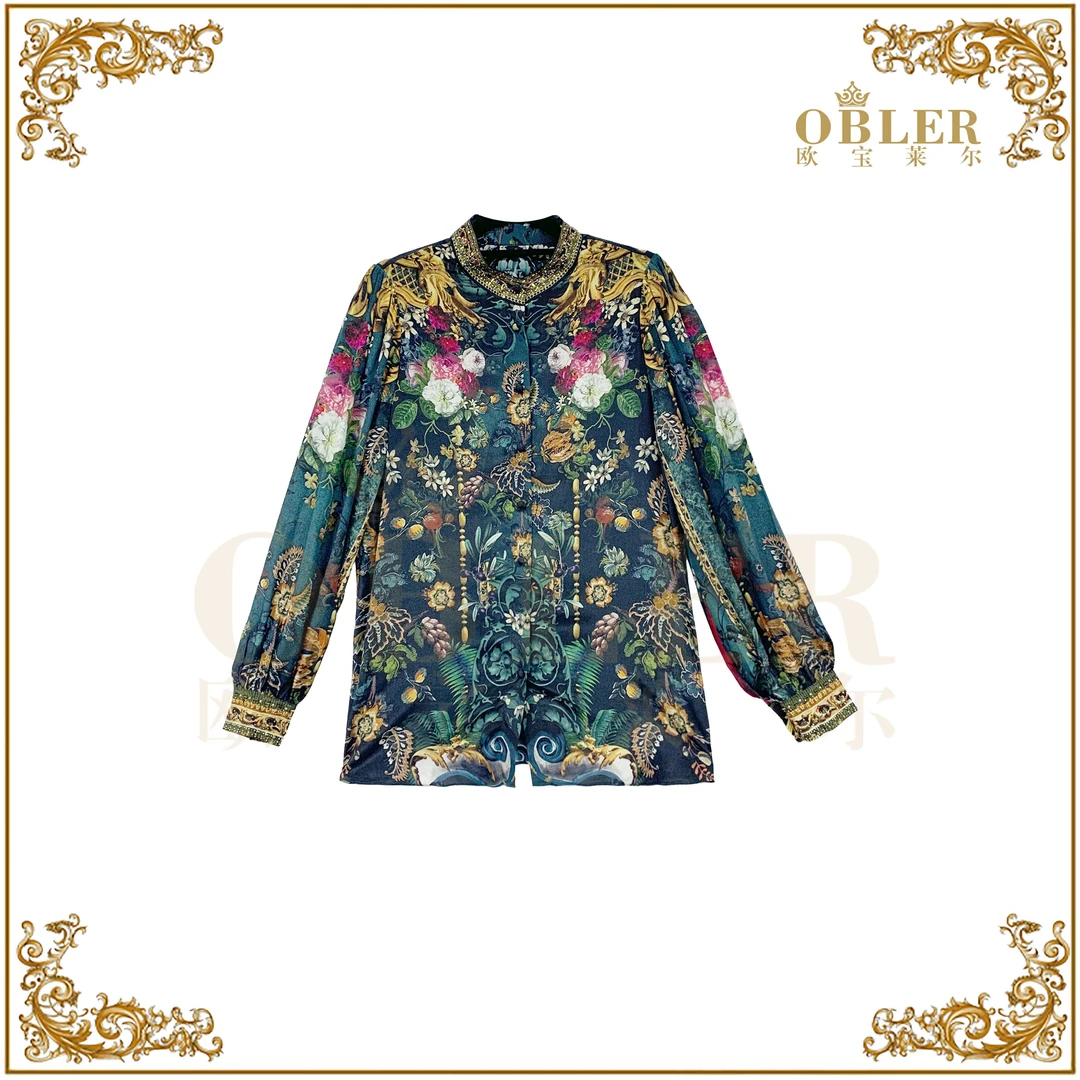 OBLE新款气质真丝连衣裙重磅桑蚕丝衬衫114-24139