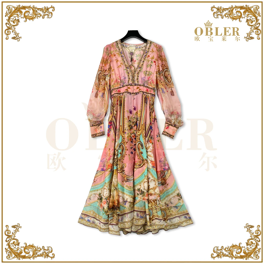 欧宝莱尔时尚气质真丝连衣裙305-24397