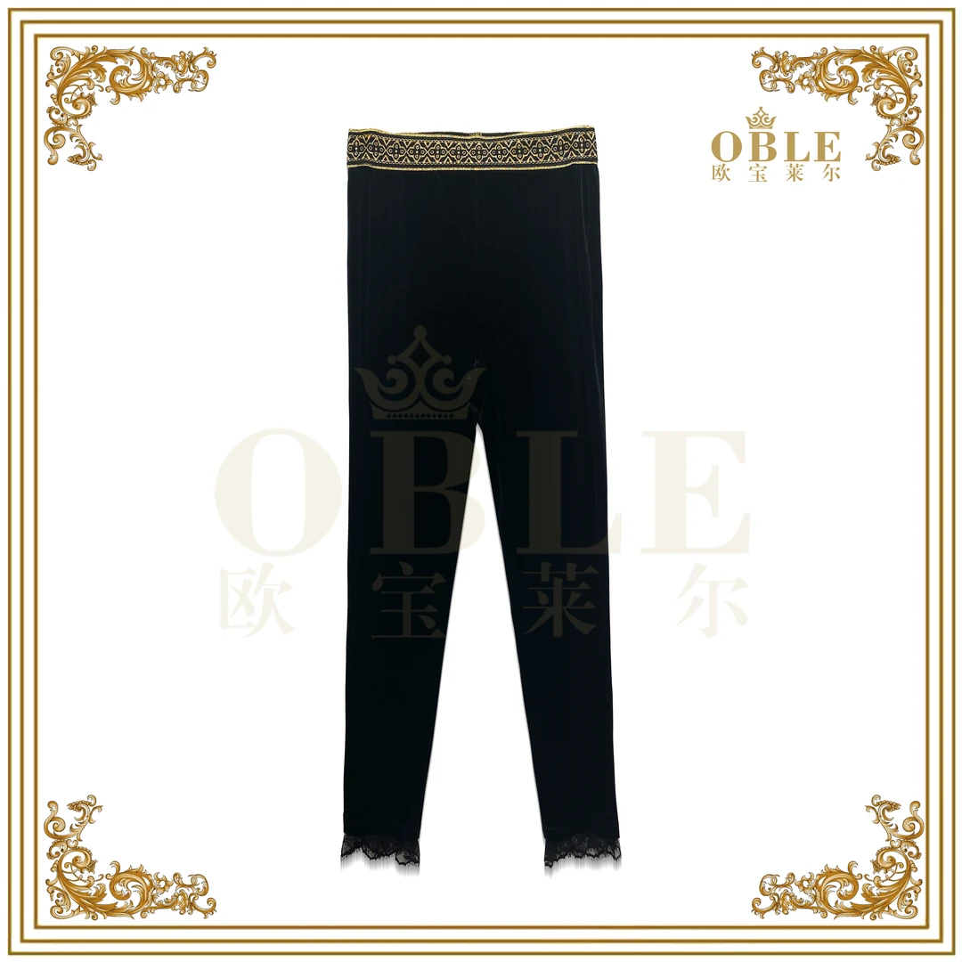 OBLE欧宝莱尔女装新款裤子丝绒裤子  506-21218