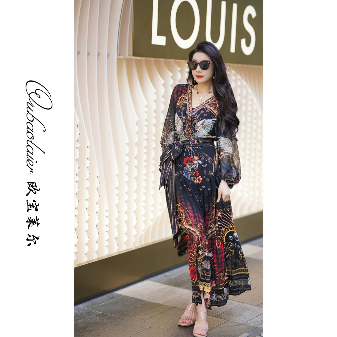 欧宝莱尔时尚真丝气质连衣裙305-24334-L