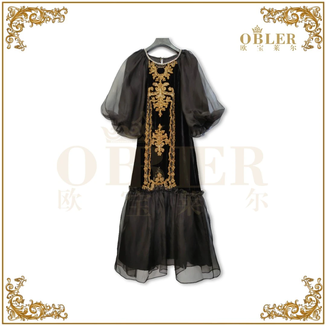 【欧宝莱尔】OBLE  新款 时尚气质优雅轻奢连衣裙61-6661自画像