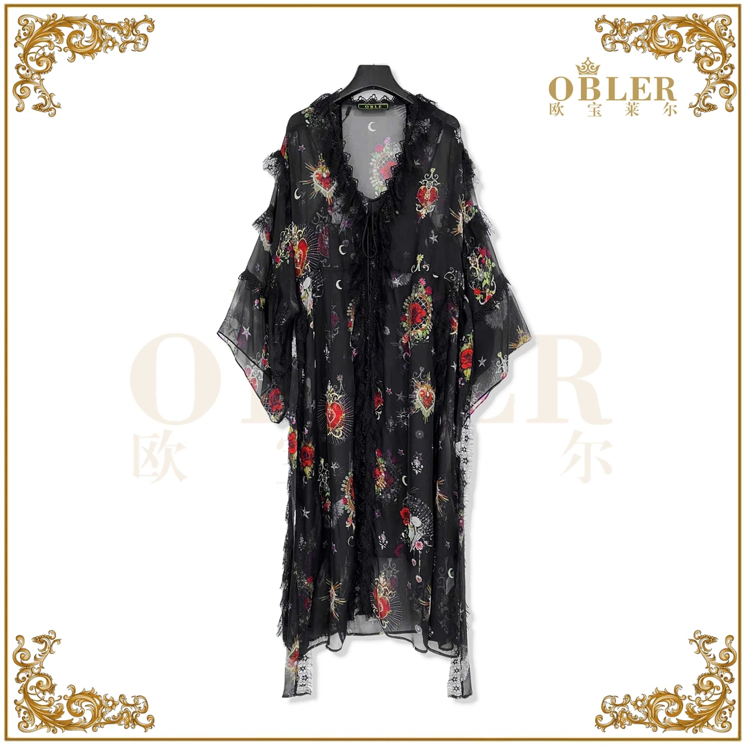 【粉丝专属】OBLE时尚气质优雅轻奢夏季黑色真丝连衣裙305-24194