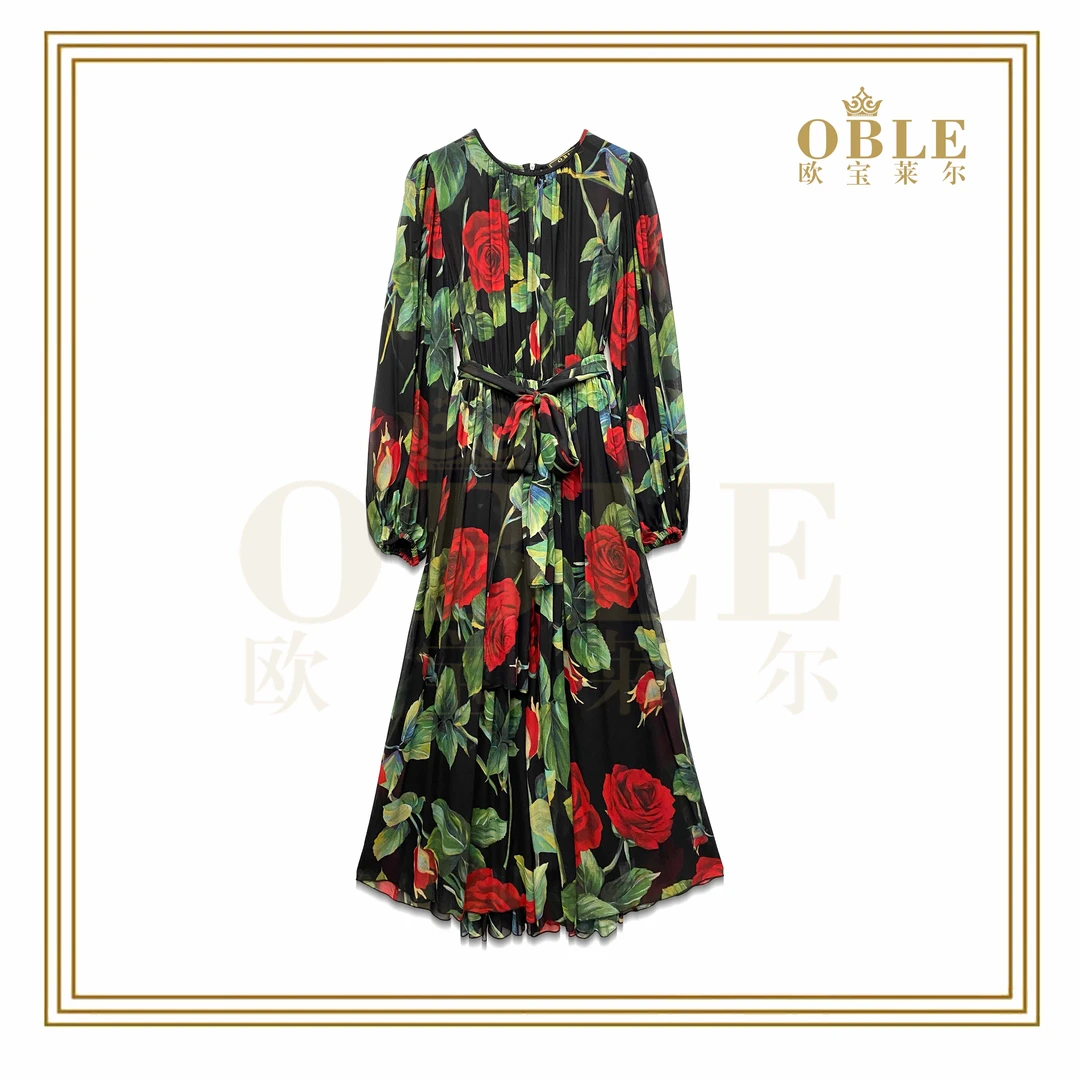 【欧宝莱尔】OBLE   欧宝莱尔 新款 轻奢 真丝连衣裙 25-211026