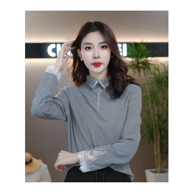 CYM1380灰色黑色Polo领设计感针织衫2024秋冬新款长袖