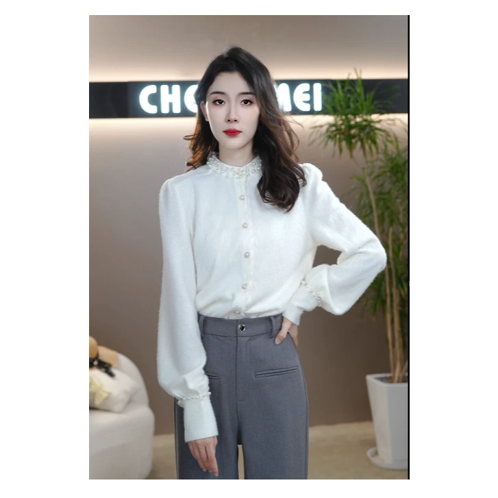 CYM1286法式圆领钉珠开衫女秋季2024秋装新款休闲上衣长袖气质