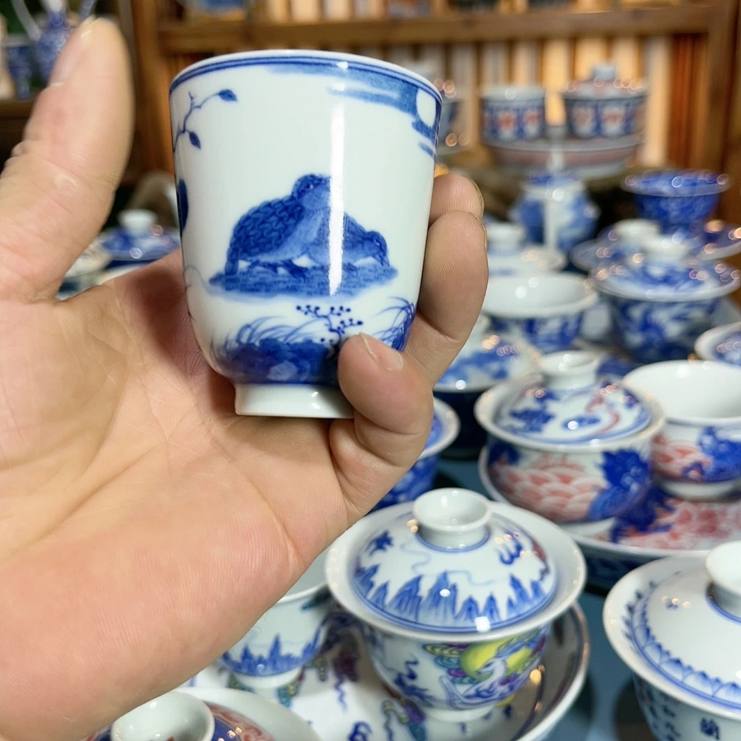 精工花鸟手工手绘闻香杯80ml