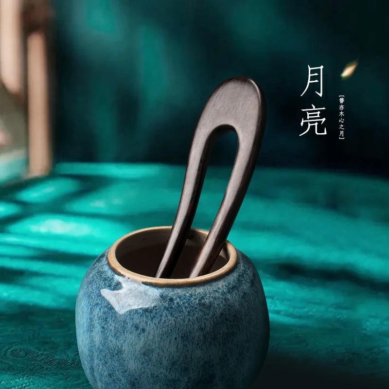 檀木手工发钗古典绿檀黑檀U型双钗盘发挽发发髻钗簪古风日常木钗