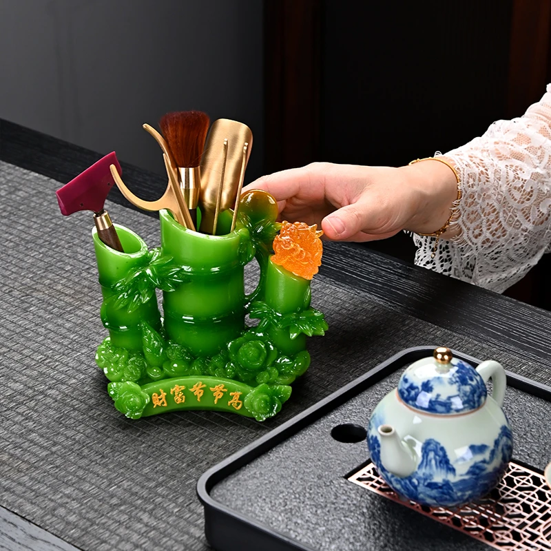 茶道六君子茶具套装节节高升茶筒茶夹茶针泡茶工具简约轻奢家用