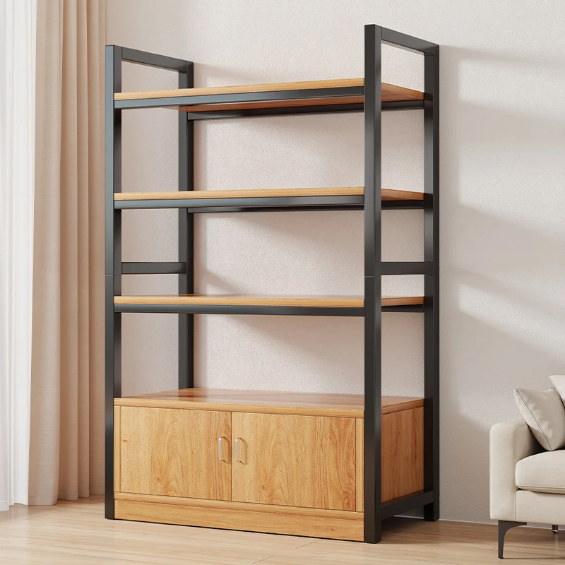 架子置物架落地客厅家用收纳柜子储物柜多层货架带门简易书架书柜