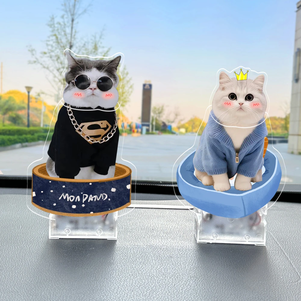 太阳能喵咪摇头汽车摆件定制照片狗狗宠物车内装饰车载纪念品礼物