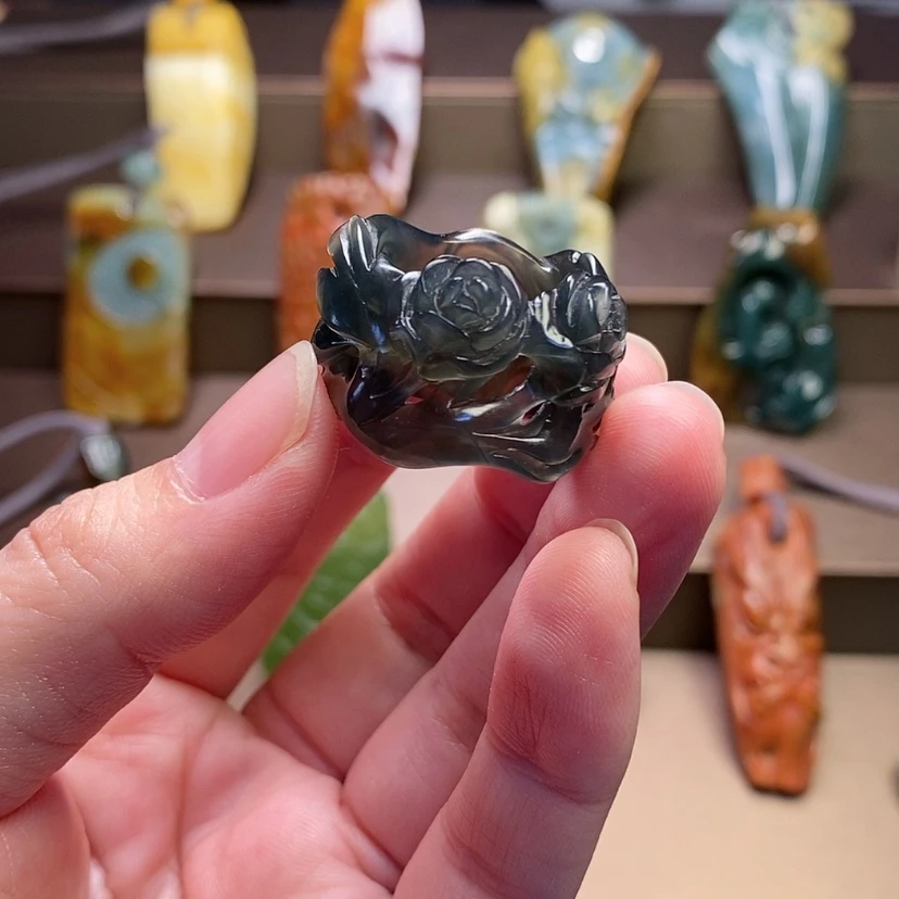 【闪购商品】岫玉戒指未镶嵌悟*