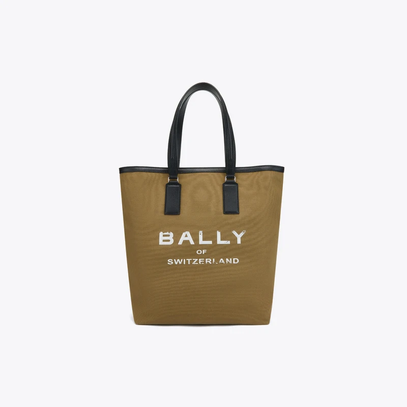 BALLY巴利男士帆布配皮BALLY印花大号手提托特包