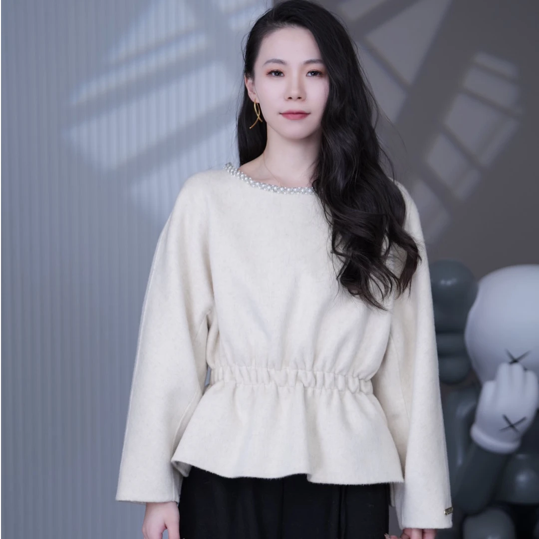 【秀珠】冬季纯手工羊毛套头外套收腰显瘦上衣