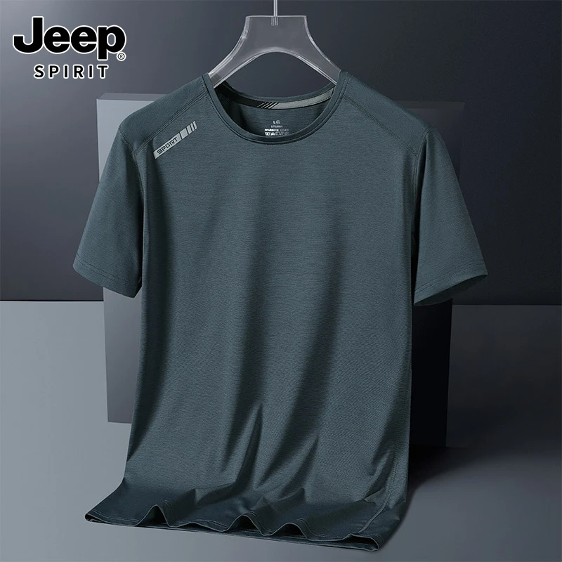 JEEPSPIRIT冰丝短袖T恤普8701男士速干衣服女运动半袖弹力训练服