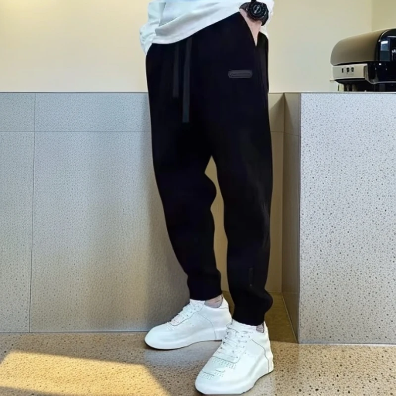 【加肥加大大码】男士秋冬空气棉高腰宽松束脚时尚百搭加绒加厚卫裤