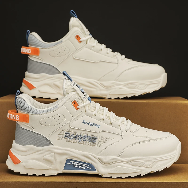 【优惠促销】男鞋春秋季防滑厚底休闲高帮韩版运动鞋男款增高老爹鞋