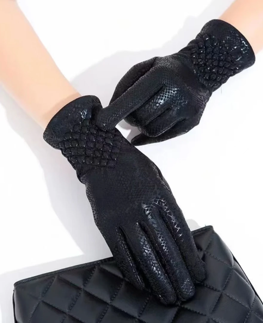 【七喜服饰】秋冬法式时尚女士复古保暖豹纹手套