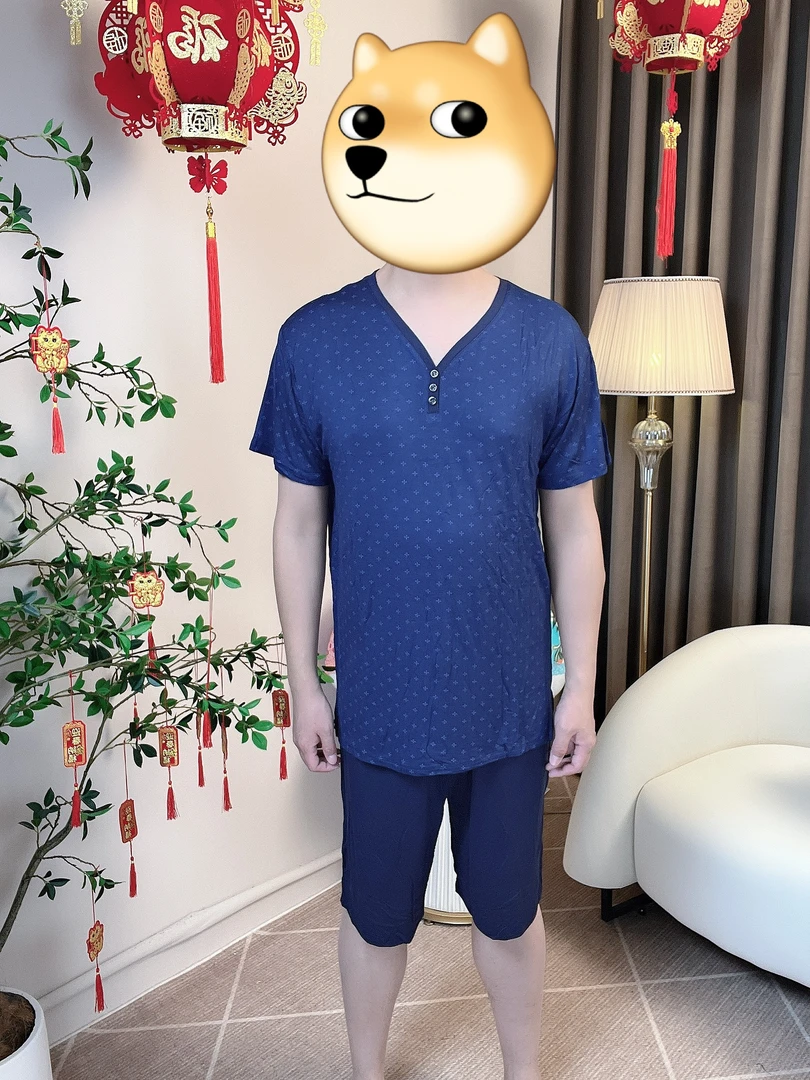 男款【莫代尔男士短袖】春夏薄款大码休闲印花碎花宽松显瘦舒适