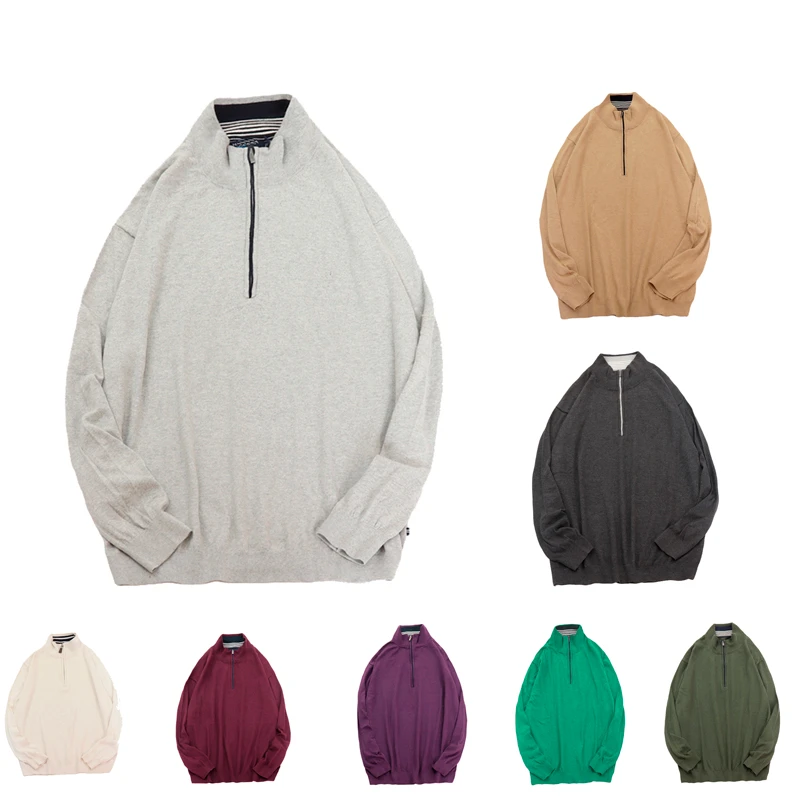 诺家 半拉链长袖立领毛衣男加肥加大码300斤胖子保暖针织打底衫冬