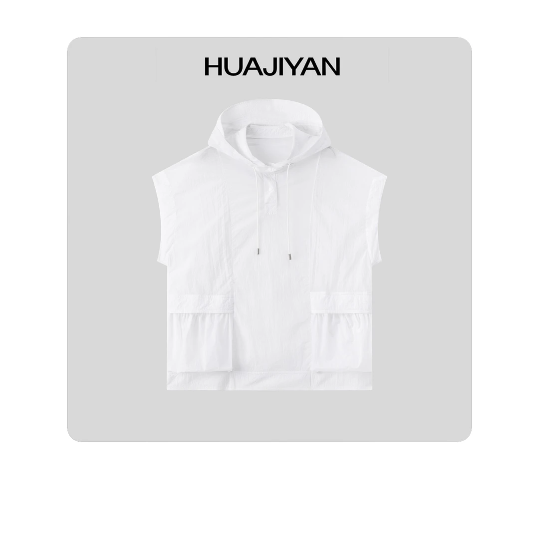 华吉言/HUAJIYAN【牛奶冰】小众设计感连帽显瘦防晒马夹