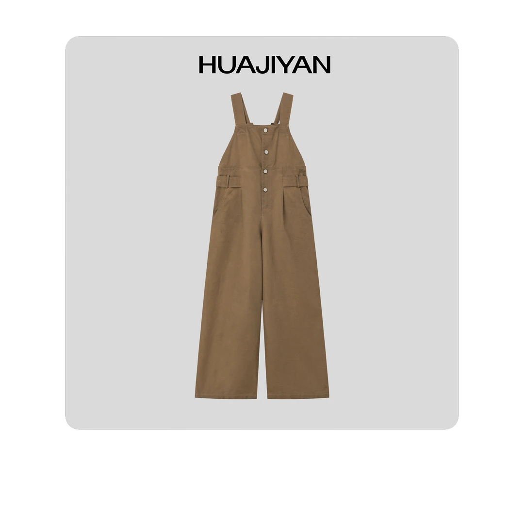 华吉言/HUAJIYAN【小邋遢】重工脏做旧帆布工装背带裤