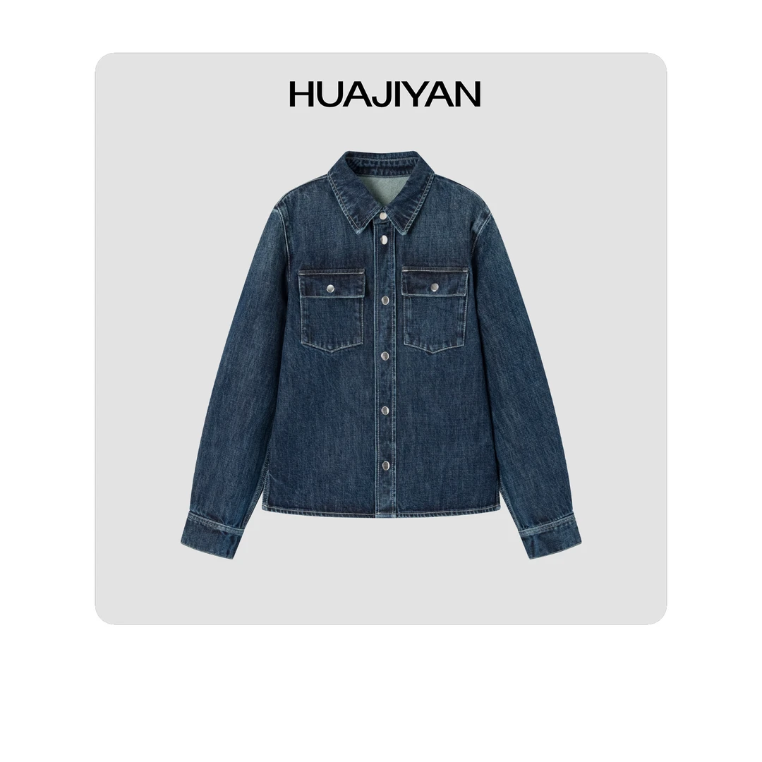 华吉言/HUAJIYAN【落基山】100棉柔软舒适合体版牛仔衬衫外套