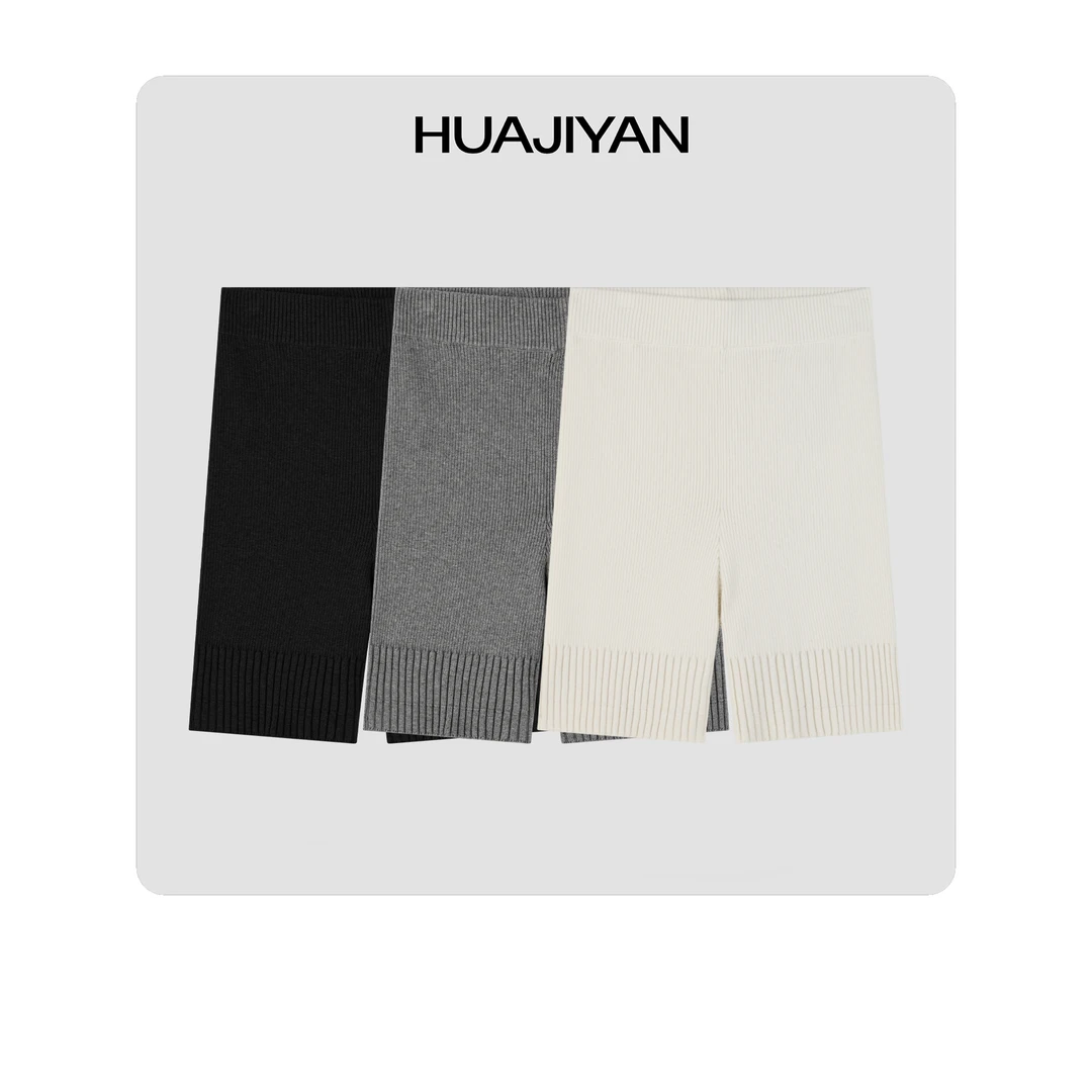 华吉言/HUAJIYAN 【短途】百搭休闲外穿针织短裤